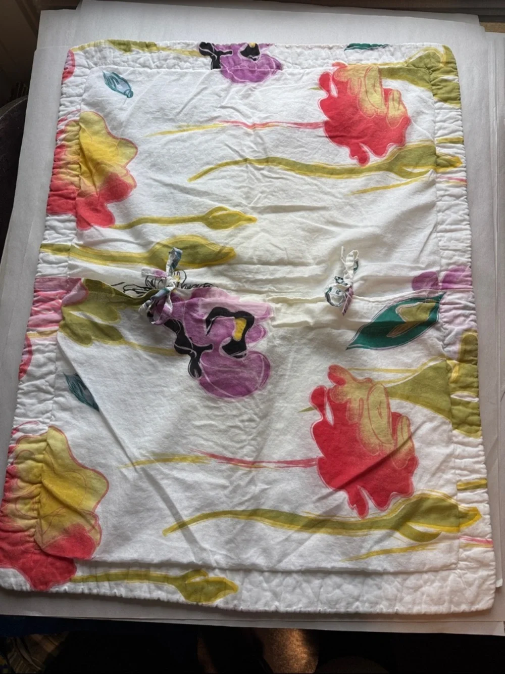 Floral quilted pillow sham standard 100% cotton multi color vibrant cottagecore